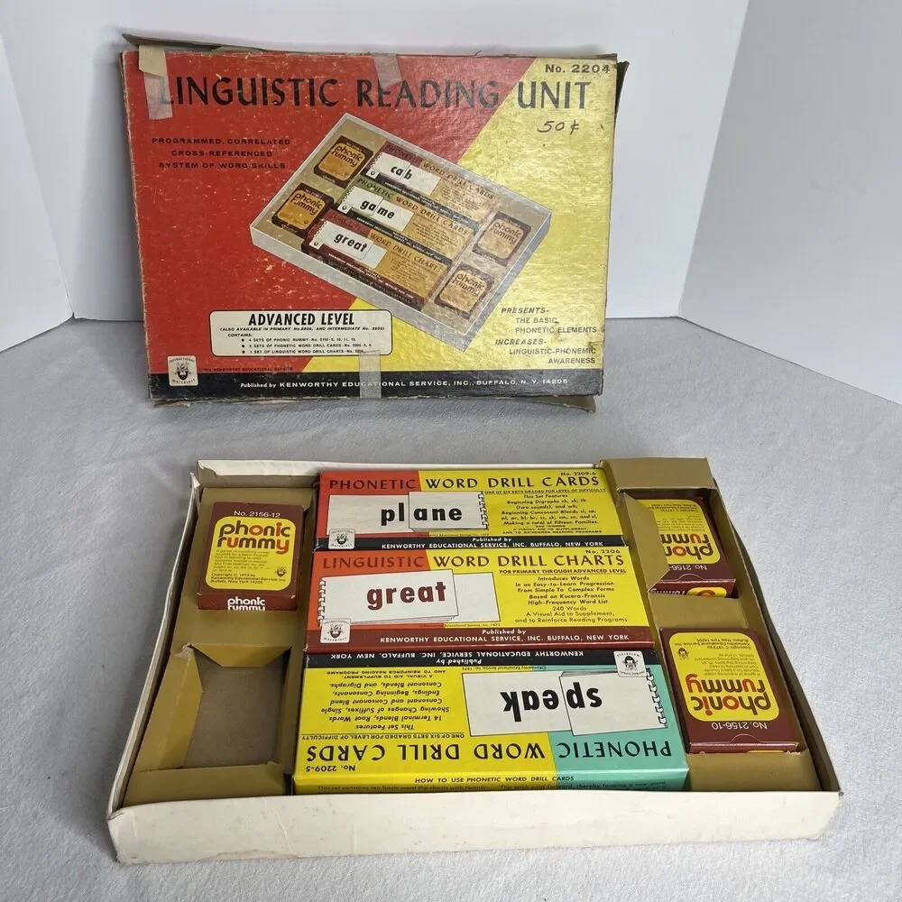 Linguistic Reading Unit vtg 2204 1973 Home Schooling Read English Phonetic Rummy